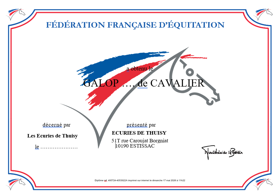 Passage Galop 1 et Galop 2